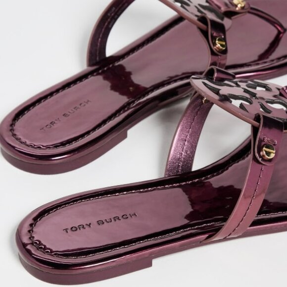 NIB Tory Burch Miller Thong Sandals Metallic Merlot US 7 7.5 8 8.5 9 10 AUTHENTC - Picture 5 of 10